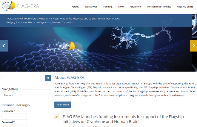 Touch Screen - Annual Report 2015 of the GRAPHENE Flagship Project a screenshot of a website
