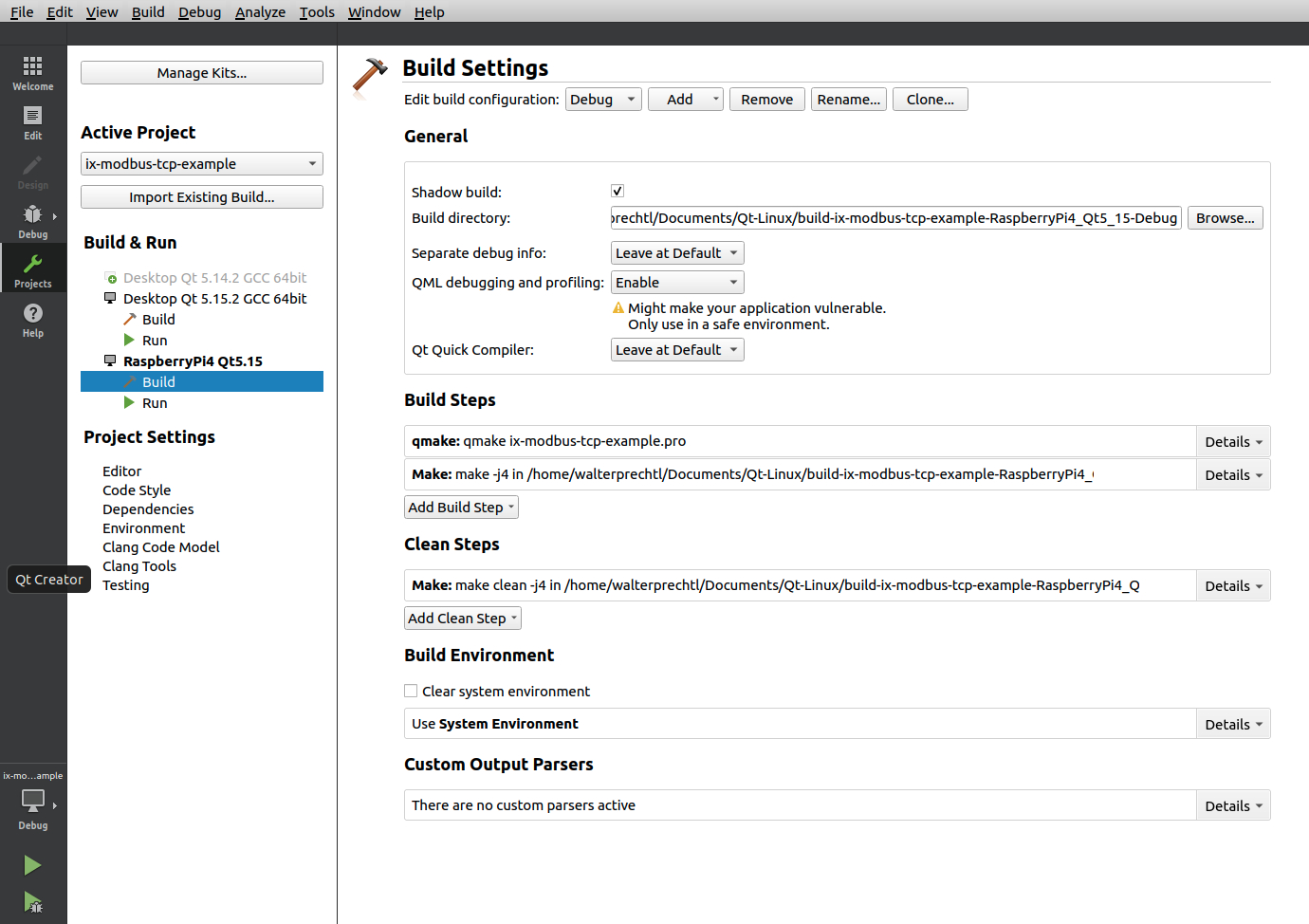 組み込みソフトウェアラズベリーパイ-コンピューターのスクリーンショットをクロスコンパイルするためにUbuntu20LTSでQtクリエーターを構成します