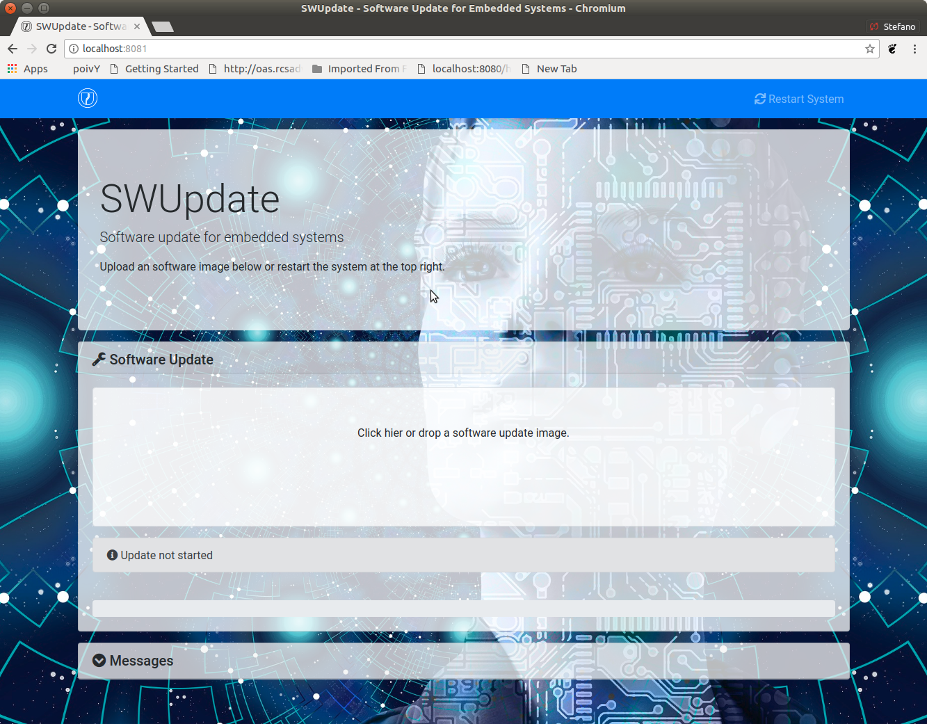 Графический интерфейс веб-браузера для SWUpdate