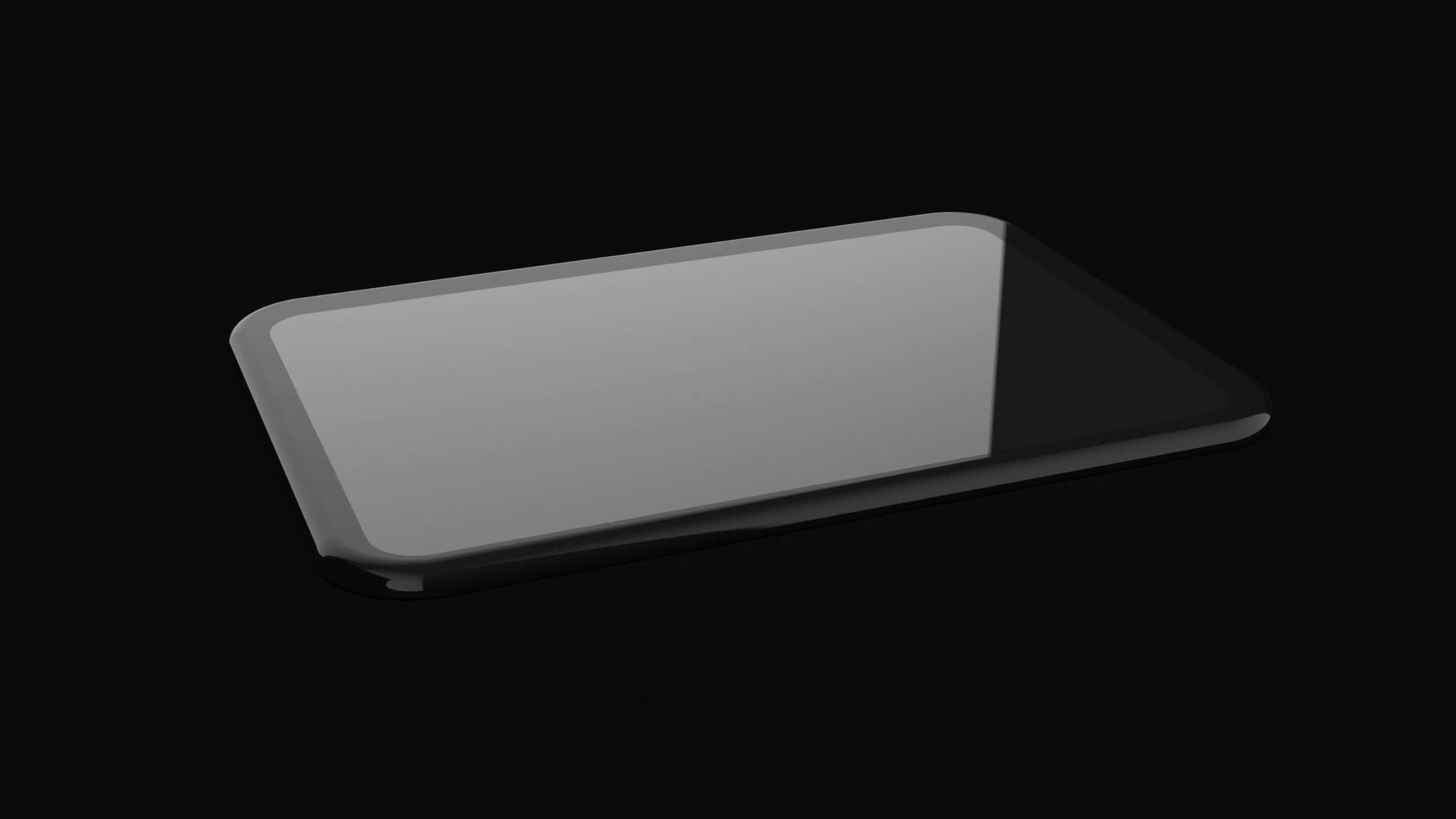Impactinator® Glass - Glass Round Edge Rotation Czarny czarny prostokątny obiekt z czarnym tłem