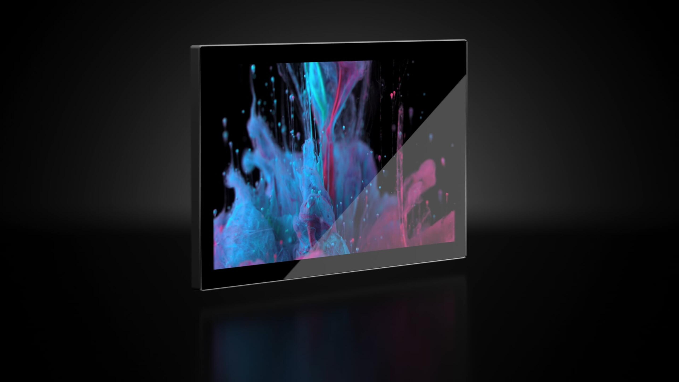 Industrijski monitor - 21_5 Monitor-črna zanka zaslon s sliko modre in rožnate barve