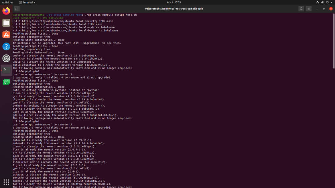 Software embebido - Qt cross compile setup scripts for Raspberry Pi 4 una captura de pantalla de un programa informático